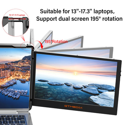 Laptop dual screen extender with adjustable mounting and rotation