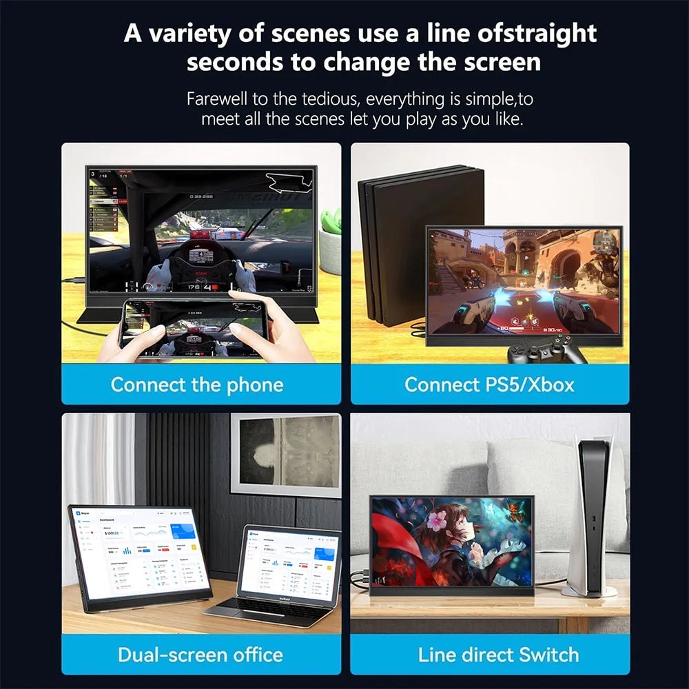 USB monitor touchscreen display for laptop and gaming setup