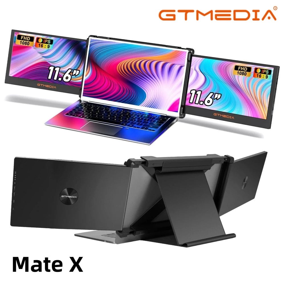 Laptop screen extender with dual monitor setup - triple screen display