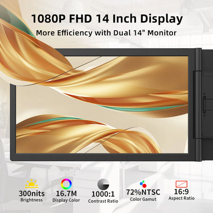 Laptop dual screen extender with sleek design - portable dual monitor display