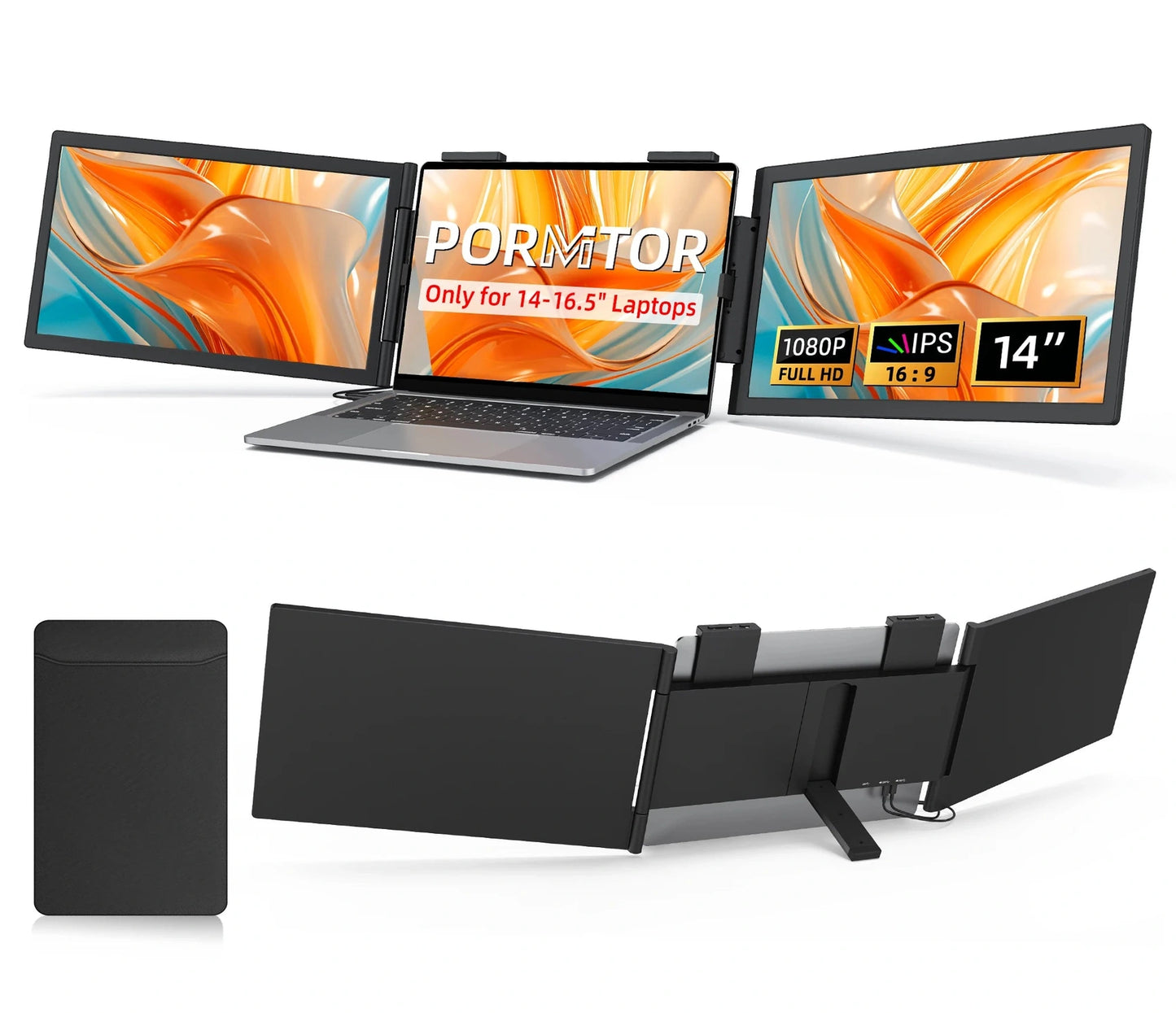 Laptop screen extender dual monitor with USB-C connectivity - Amoudo