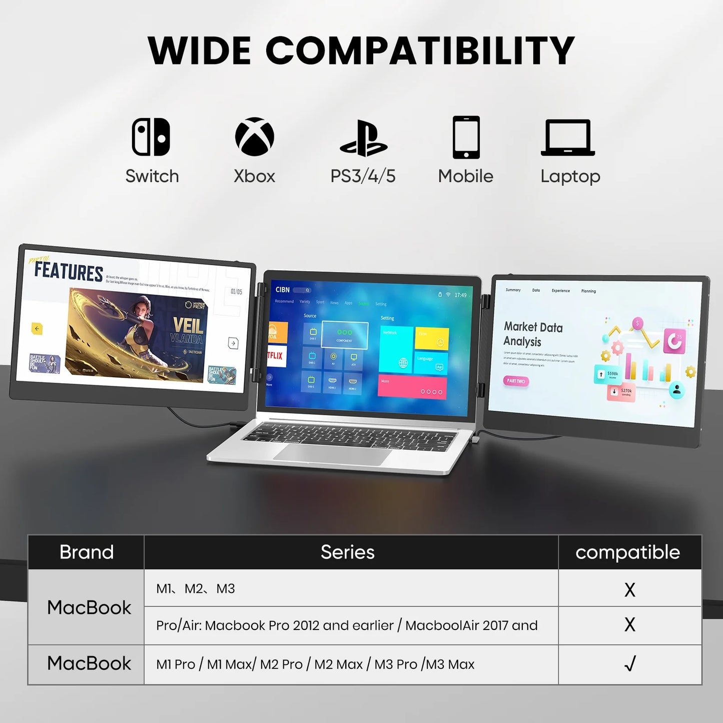 14 inch screen extender with stand and speakers - complete setup view
