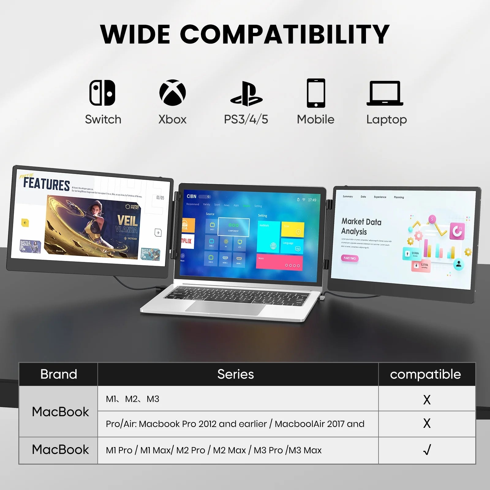 14 inch screen extender with stand and speakers - complete setup view